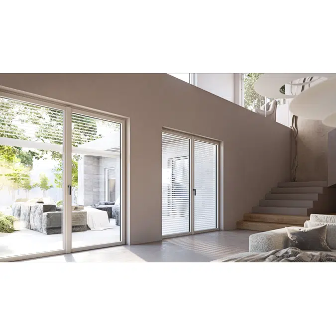 OKNOPLAST window PILAR, double-sash balcony window with a low threshold Win Step - movable central mullion