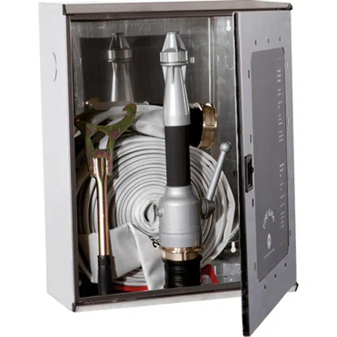 2/MX FIRE HOSE SYSTEM FOR FIRE SERVICE USE DN 70 - "Electa" STAINLESS STEEL CABINET