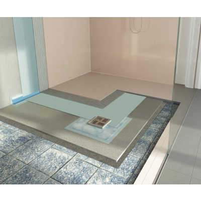 Image for System for waterproofing and laying ceramic tiles in bathrooms and showers