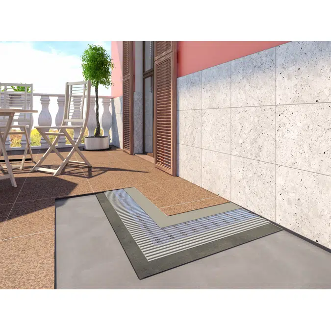 System for laying ceramic tiles outdoors using MAPEI BDC-System