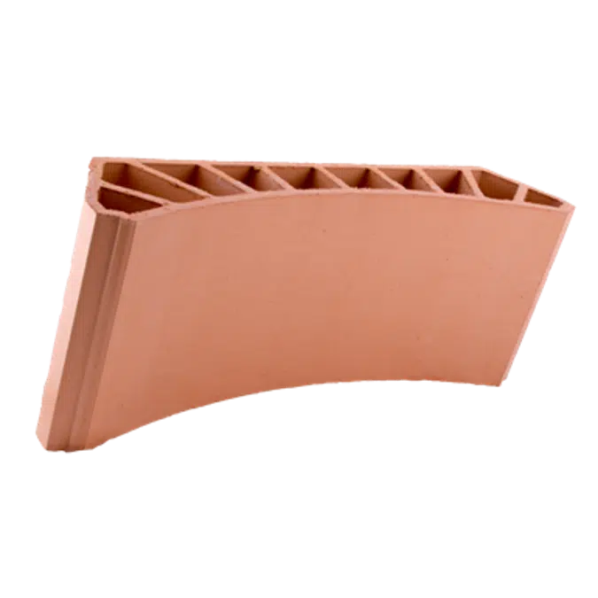 Natural Smooth Hollow Clay Infill Block, Curved-Profile, 13 cm