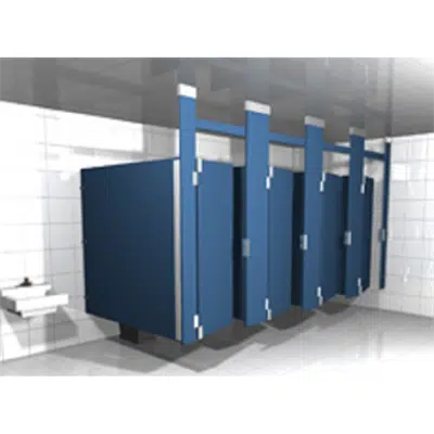 Image for Solid Plastic Toilet Partitions Ceiling Hung