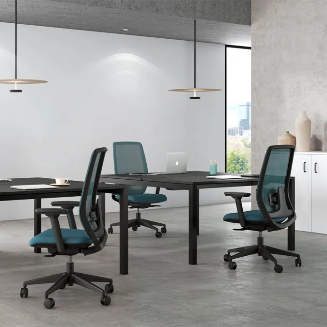 New light upholstered and mesh task chairs