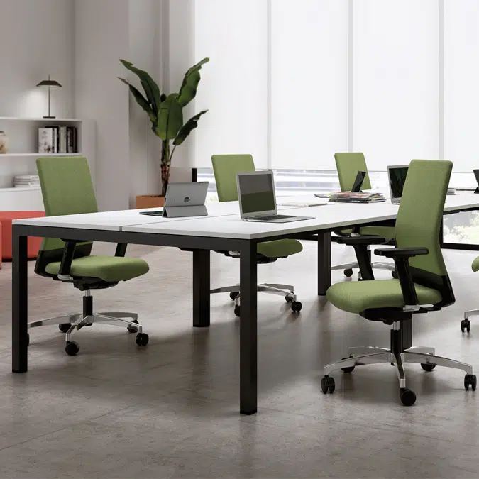 Boomerang upholstered task chairs