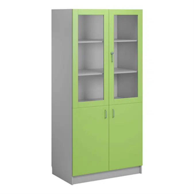 Norden material cabinet 2 solid 2 glas B100xD60xH210 grey
