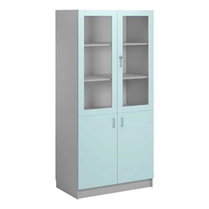 Norden material cabinet 2 solid 2 glas B100xD60xH210 grey