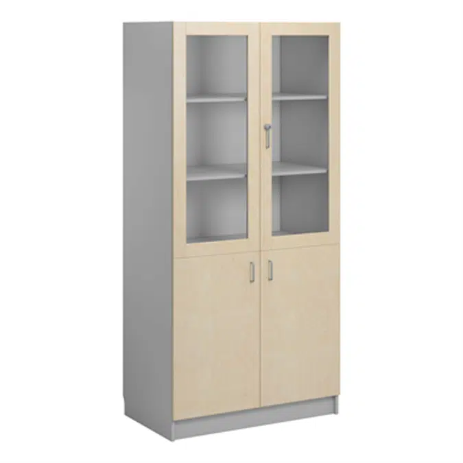 Norden material cabinet 2 solid 2 glas B100xD60xH210 grey