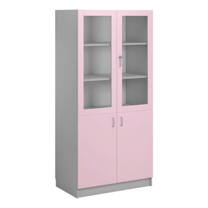 Norden material cabinet 2 solid 2 glas B100xD60xH210 grey