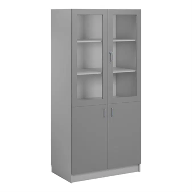 Norden material cabinet 2 solid 2 glas B100xD60xH210 grey
