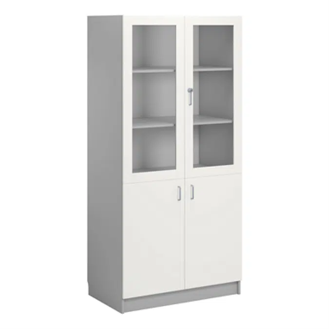 Norden material cabinet 2 solid 2 glas B100xD60xH210 grey