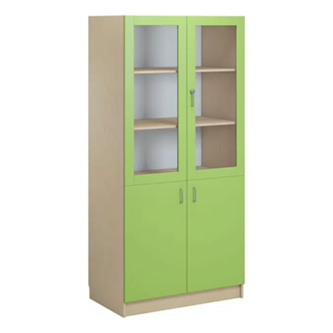 Norden material cabinet 2 solid 2 glas B100xD60xH210 birch