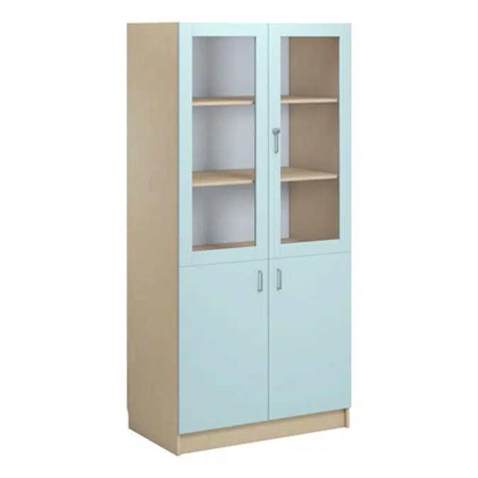 Norden material cabinet 2 solid 2 glas B100xD60xH210 birch