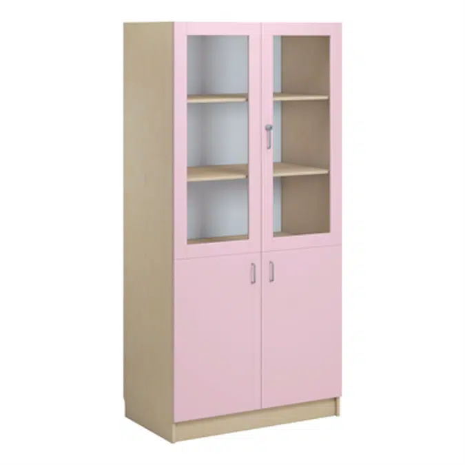 Norden material cabinet 2 solid 2 glas B100xD60xH210 birch