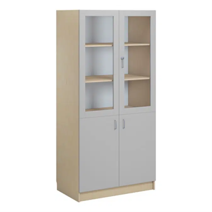 Norden material cabinet 2 solid 2 glas B100xD60xH210 birch