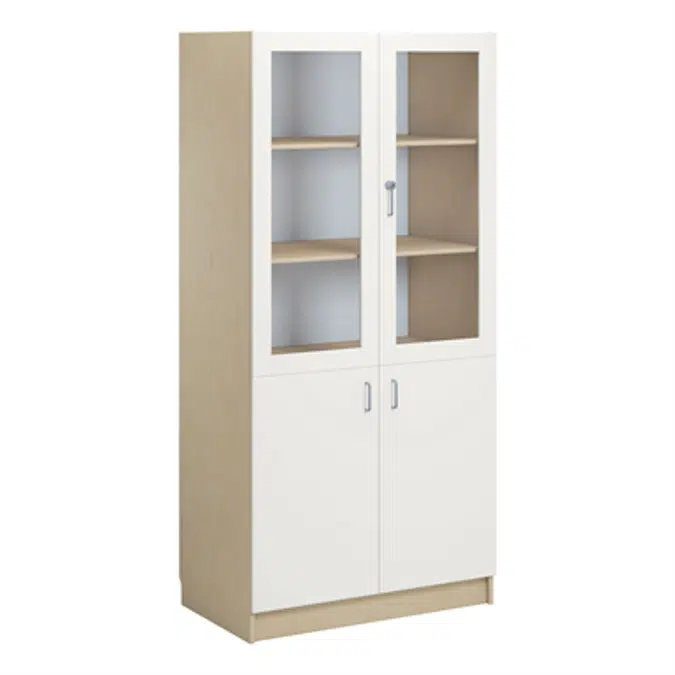 Norden material cabinet 2 solid 2 glas B100xD60xH210 birch