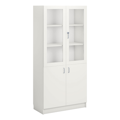 imagem para Norden material cabinet 2 solid 2 glas B100xD47xH210 white
