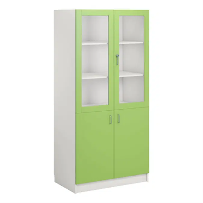 Norden material cabinet 2 solid 2 glas B100xD60xH210 white
