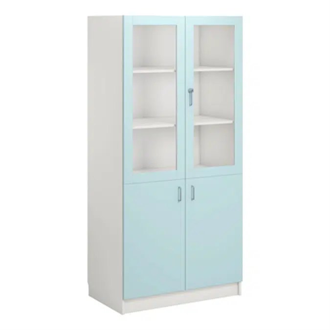 Norden material cabinet 2 solid 2 glas B100xD60xH210 white