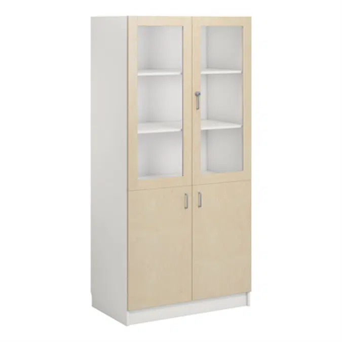 Norden material cabinet 2 solid 2 glas B100xD60xH210 white