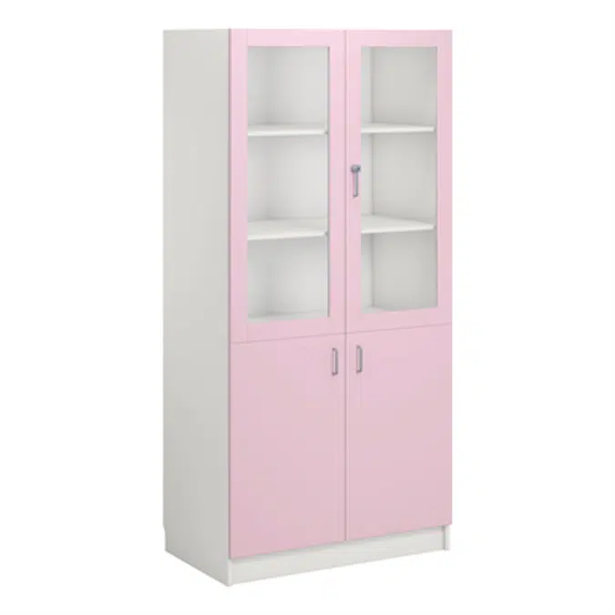 Norden material cabinet 2 solid 2 glas B100xD60xH210 white