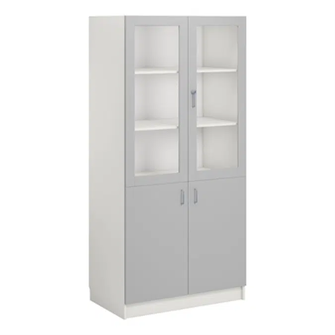 Norden material cabinet 2 solid 2 glas B100xD60xH210 white