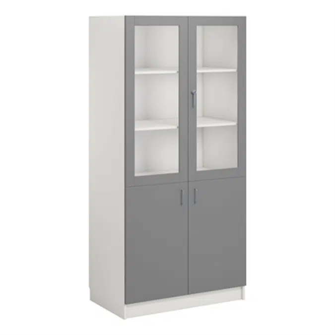 Norden material cabinet 2 solid 2 glas B100xD60xH210 white
