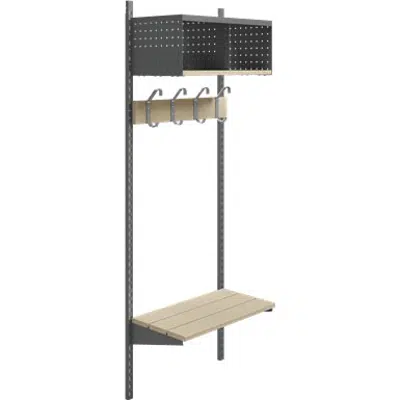 Wille 2-tray wall with coat hanger and bench