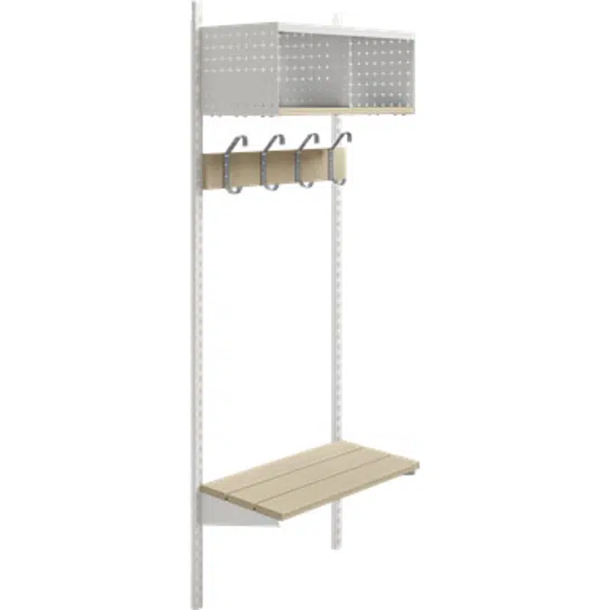 Wille 2-tray wall with coat hanger and bench