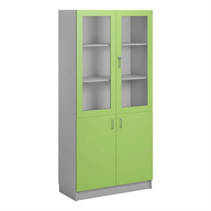 Norden material cabinet 2 solid 2 glas B100xD47xH210 grey