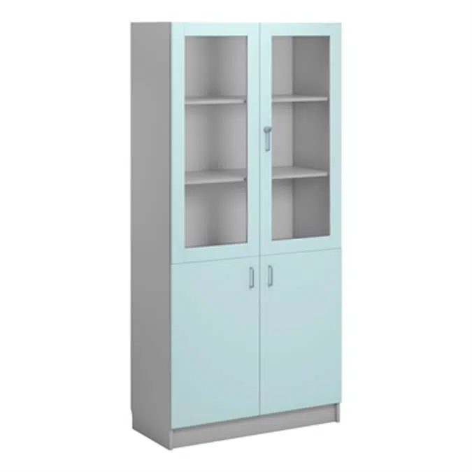 Norden material cabinet 2 solid 2 glas B100xD47xH210 grey