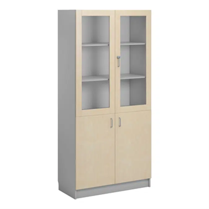 Norden material cabinet 2 solid 2 glas B100xD47xH210 grey
