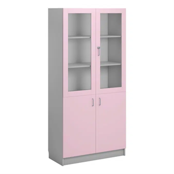 Norden material cabinet 2 solid 2 glas B100xD47xH210 grey