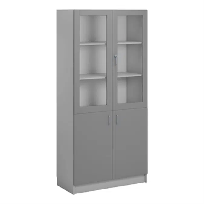 Norden material cabinet 2 solid 2 glas B100xD47xH210 grey