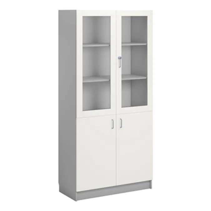 Norden material cabinet 2 solid 2 glas B100xD47xH210 grey