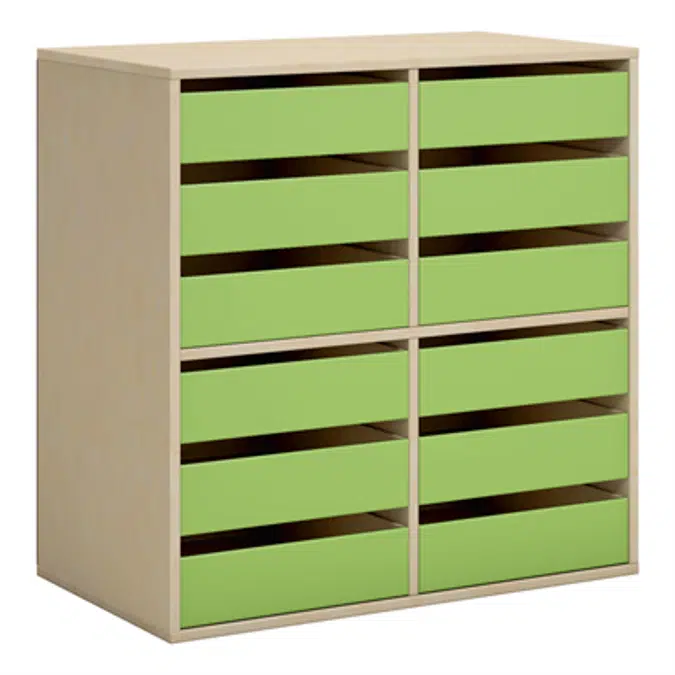 Norden student locker 12 drawer B80xD45xH80 birch