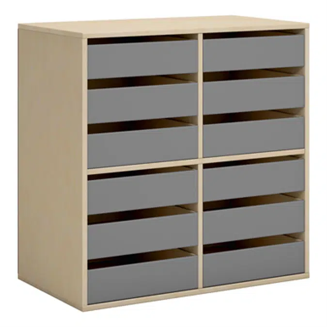 Norden student locker 12 drawer B80xD45xH80 birch