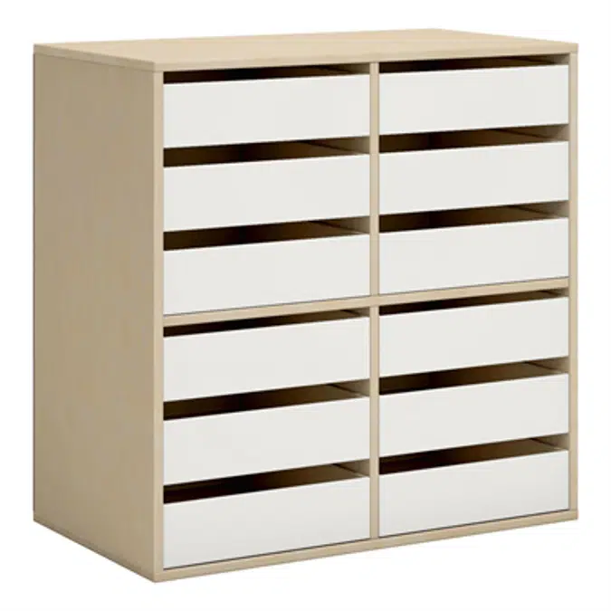 Norden student locker 12 drawer B80xD45xH80 birch