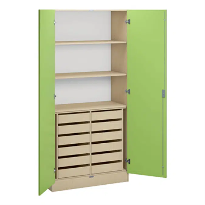 Norden material cabinet 3 shelves, 12 drawer B100xD47xH210 birch