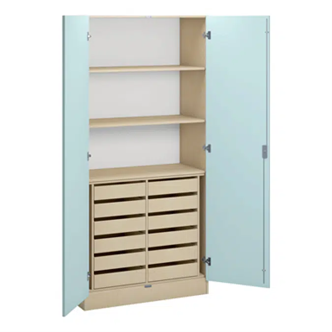 Norden material cabinet 3 shelves, 12 drawer B100xD47xH210 birch
