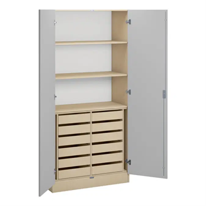 Norden material cabinet 3 shelves, 12 drawer B100xD47xH210 birch