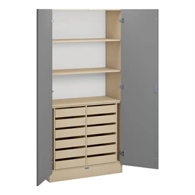 Norden material cabinet 3 shelves, 12 drawer B100xD47xH210 birch