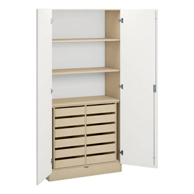 Norden material cabinet 3 shelves, 12 drawer B100xD47xH210 birch