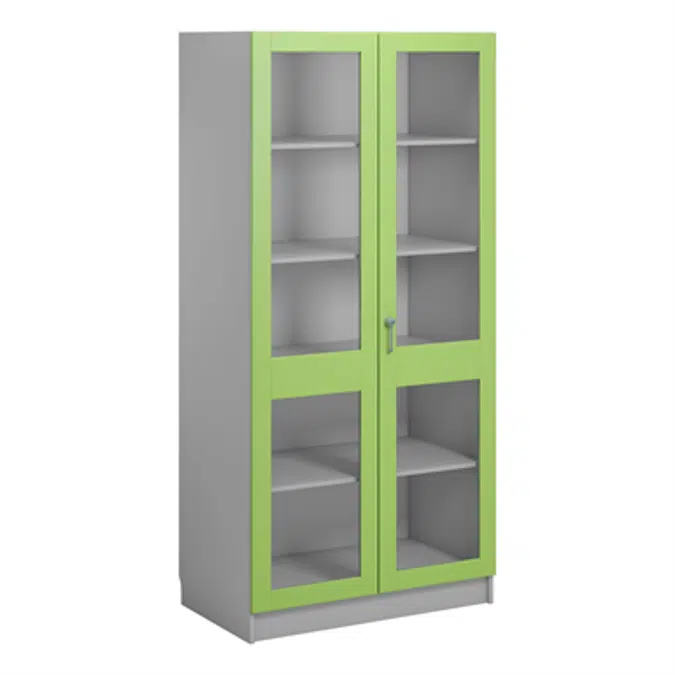 Norden material cabinet 2 solida glas B100xD60xH210 grey