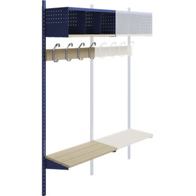 Wille 3-tray wall with coat hanger and bench Add-on section