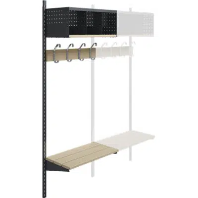 imagem para Wille 3-tray wall with coat hanger and bench Add-on section