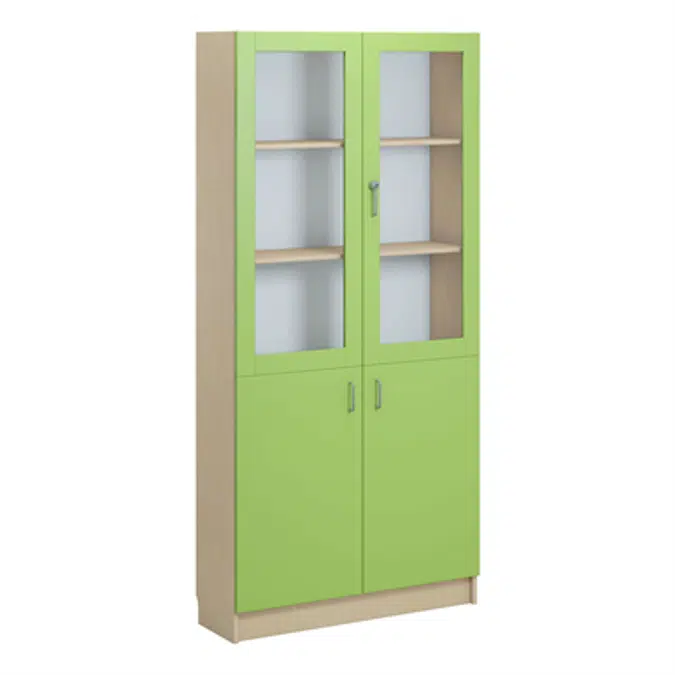 Norden material cabinet 2 solid 2 glas B100xD32xH210 birch