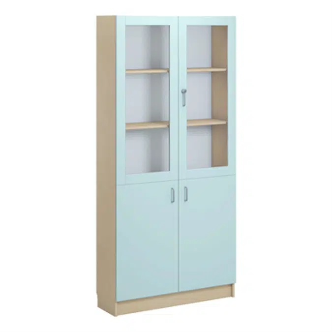Norden material cabinet 2 solid 2 glas B100xD32xH210 birch
