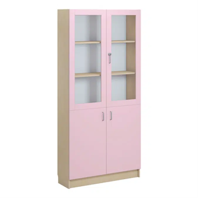 Norden material cabinet 2 solid 2 glas B100xD32xH210 birch