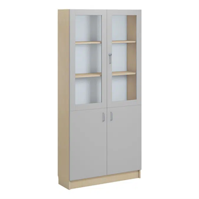 Norden material cabinet 2 solid 2 glas B100xD32xH210 birch