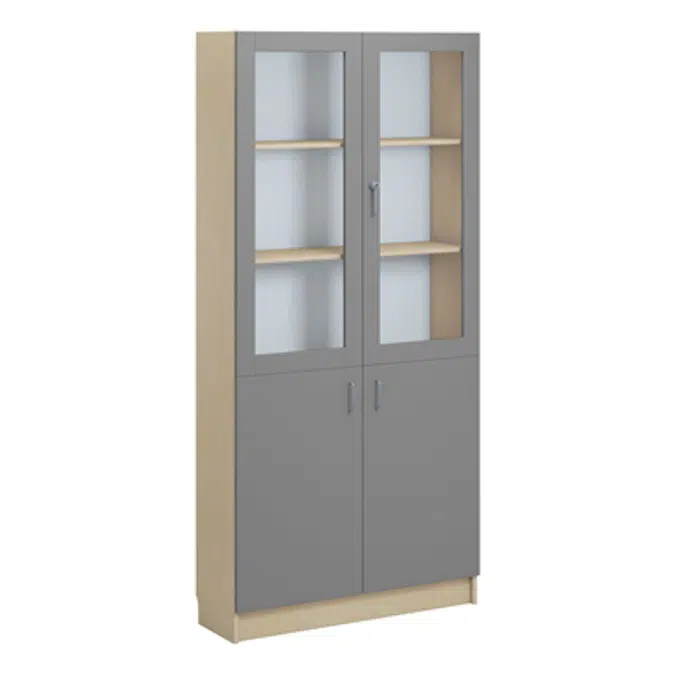Norden material cabinet 2 solid 2 glas B100xD32xH210 birch